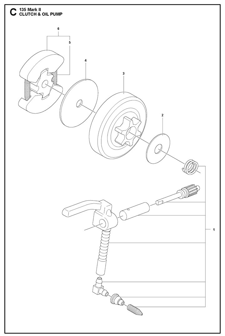 135ii-17 Husqvarna 135ii - Clutch, Oil Pump