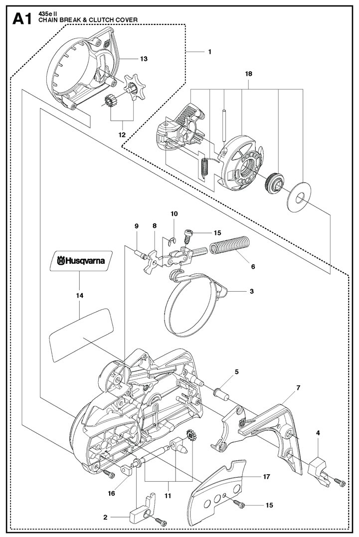 Husqvarna 435II - Chain Break, Clutch Cover