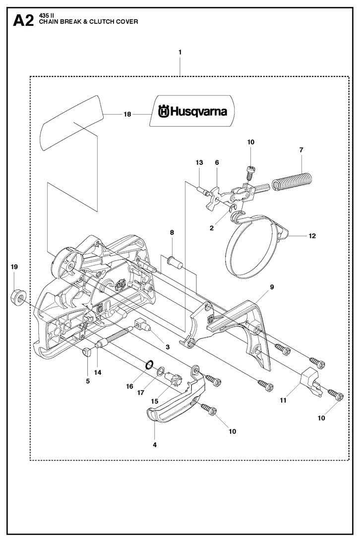 435ii-5 Husqvarna 435II - Chain Break, Clutch Cover