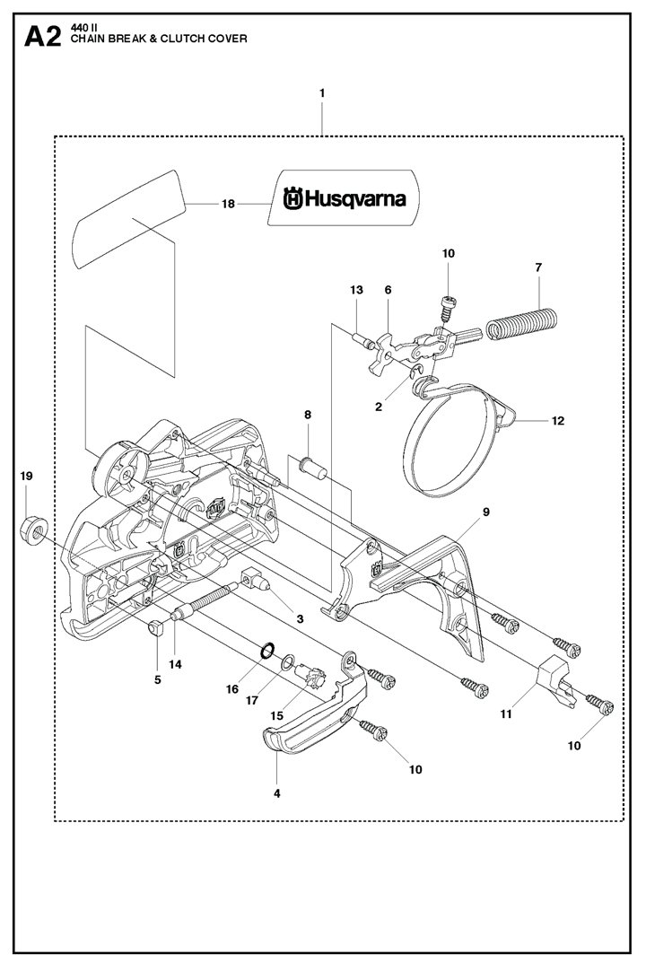 Husqvarna 440II - Chain Break, Clutch Cover