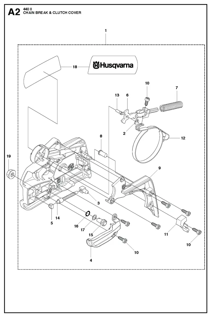 Husqvarna 440II - Chain Break, Clutch Cover