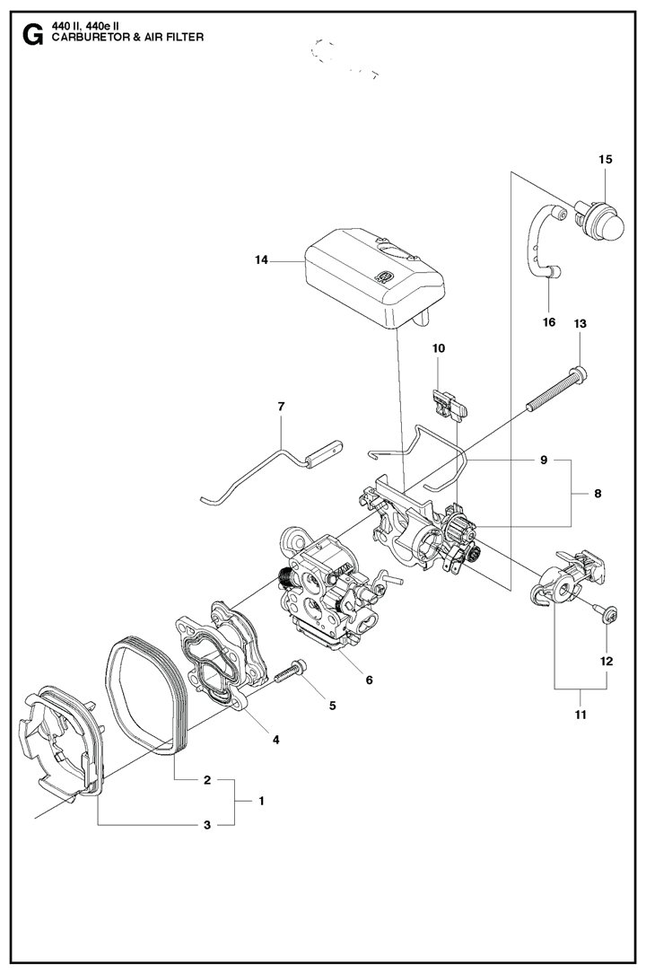 440ii-33 Husqvarna 440II - Carburetor, Air Filter