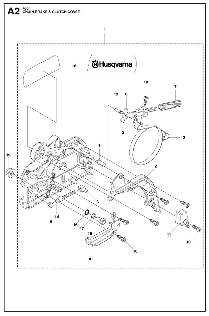 450ii-25 Husqvarna 450ii - Chain Brake, Clutch Cover