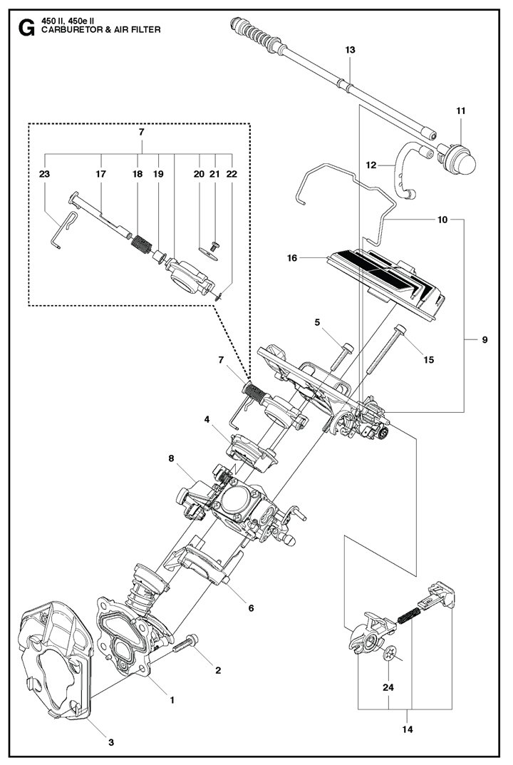 450ii-5 Husqvarna 450ii - Carburetor, Air Filter