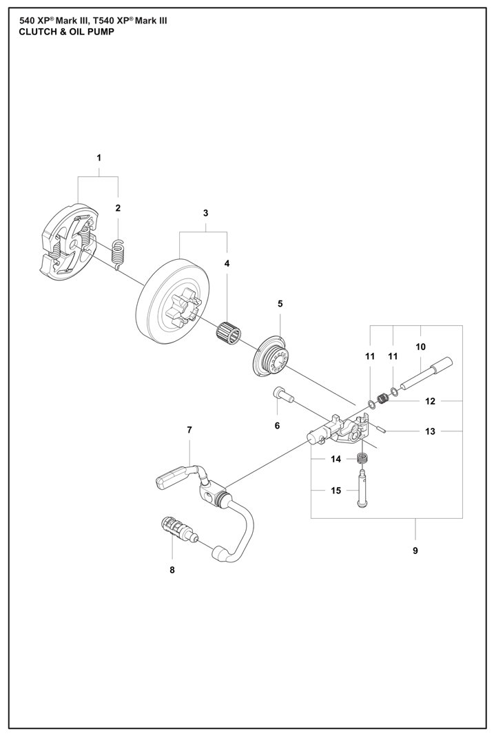 Husqvarna 540XPiii - Clutch, Oil Pump