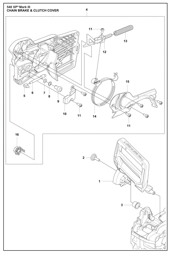 Husqvarna 540XPiii - Chain Brake, Clutch Cover