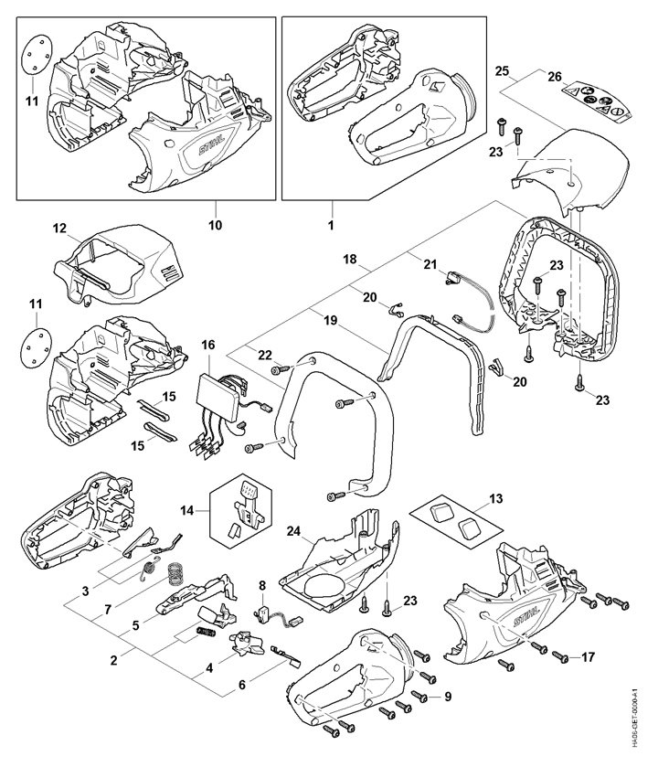 Stihl HSA60 - Handle Housing, Motor Housing, Electric Module