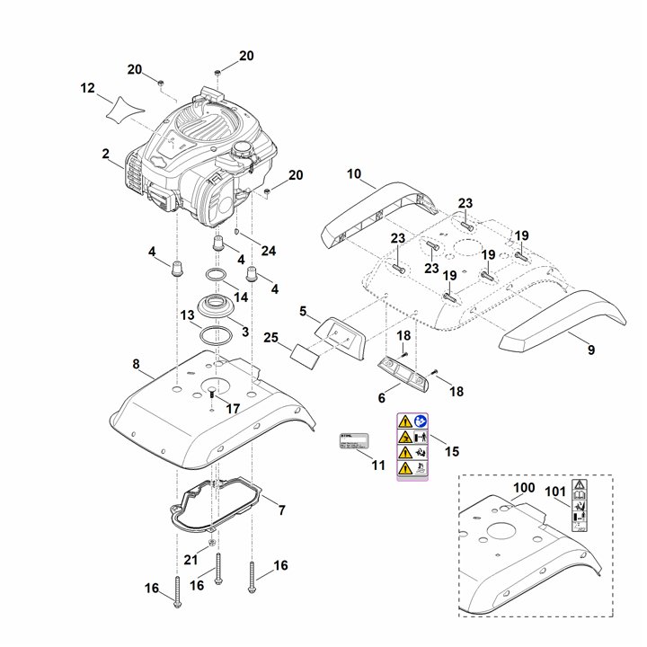 Stihl MH445.0R - Motor, Engine Cover