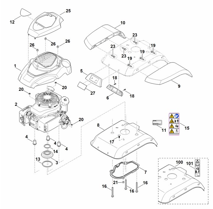 Stihl MH585.0 - Motor, Engine Cover