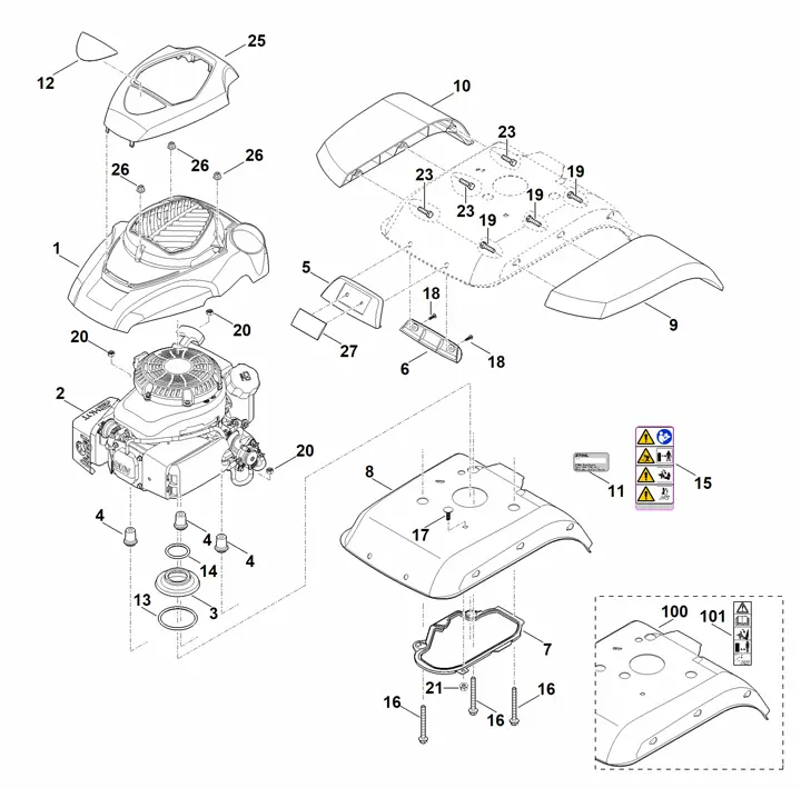 Stihl MH585.0 - Motor, Engine Cover