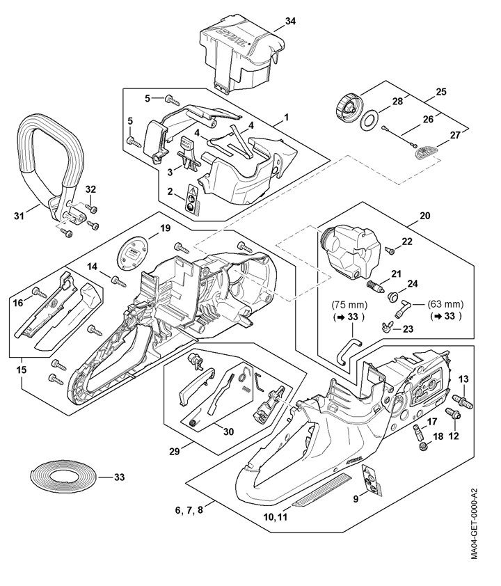 MSA 60.0 C-B Stihl MSA60CB - Handle Housing, Shroud