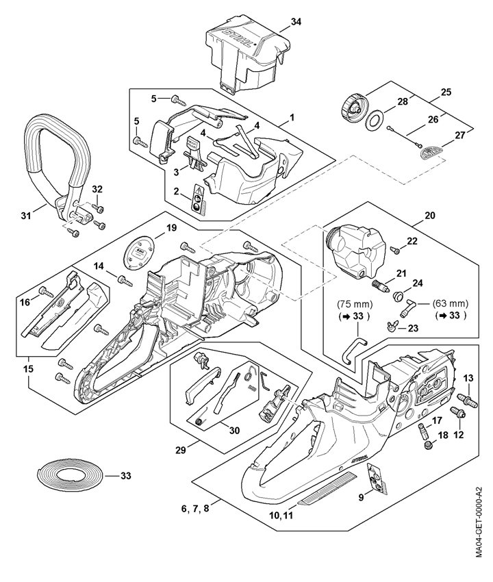 Stihl MSA70CB - Handle Housing, Shroud