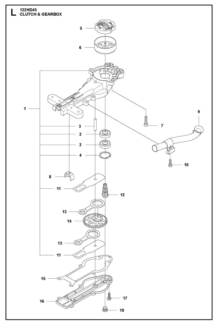 HUSQ PETROL HEDGECUTTER-122HD45 - Clutch & Gearbox