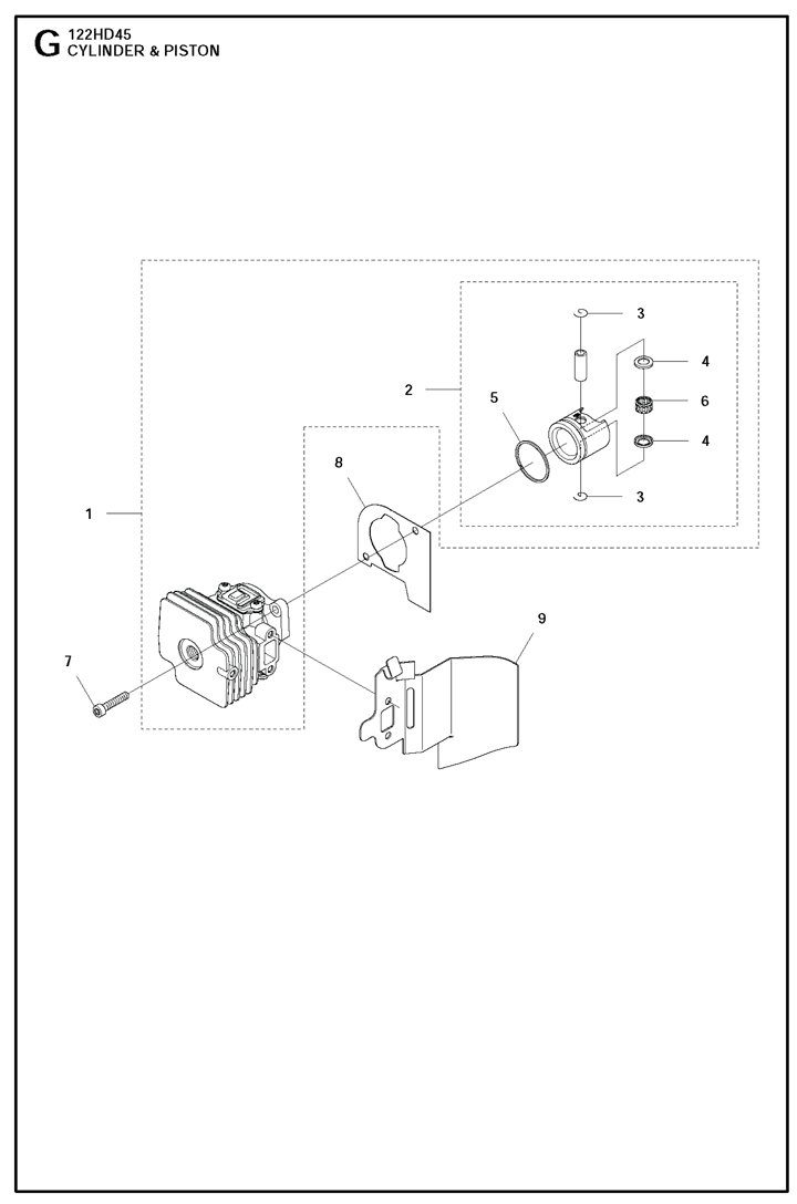 HUSQ PETROL HEDGECUTTER-122HD45 - Cylinder & Piston