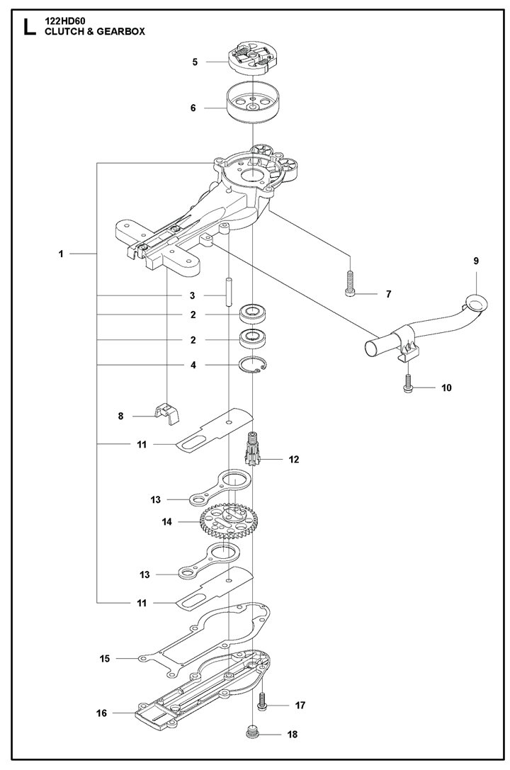 HQ-122hd60 HUSQVARNA LIGHTWEIGHT ADJUSTABLE PETROL HEDGE TRIMMER - 122HD60 - Clutch & Gearbox
