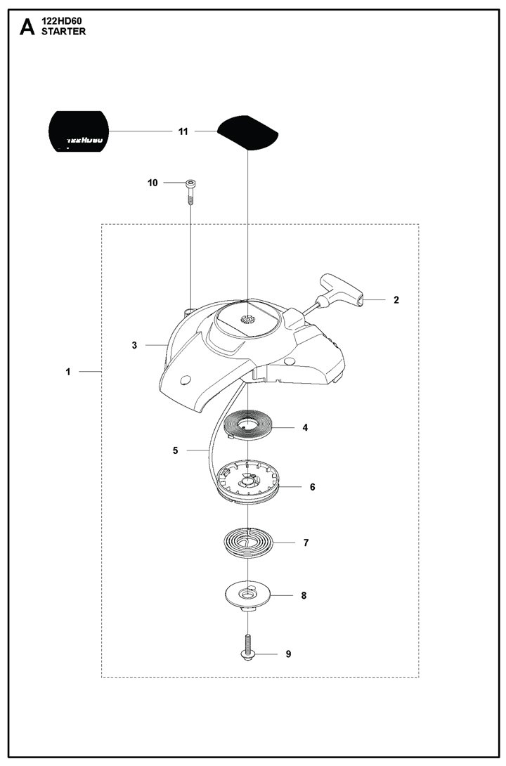 HUSQVARNA LIGHTWEIGHT ADJUSTABLE PETROL HEDGE TRIMMER - 122HD60 - Starter