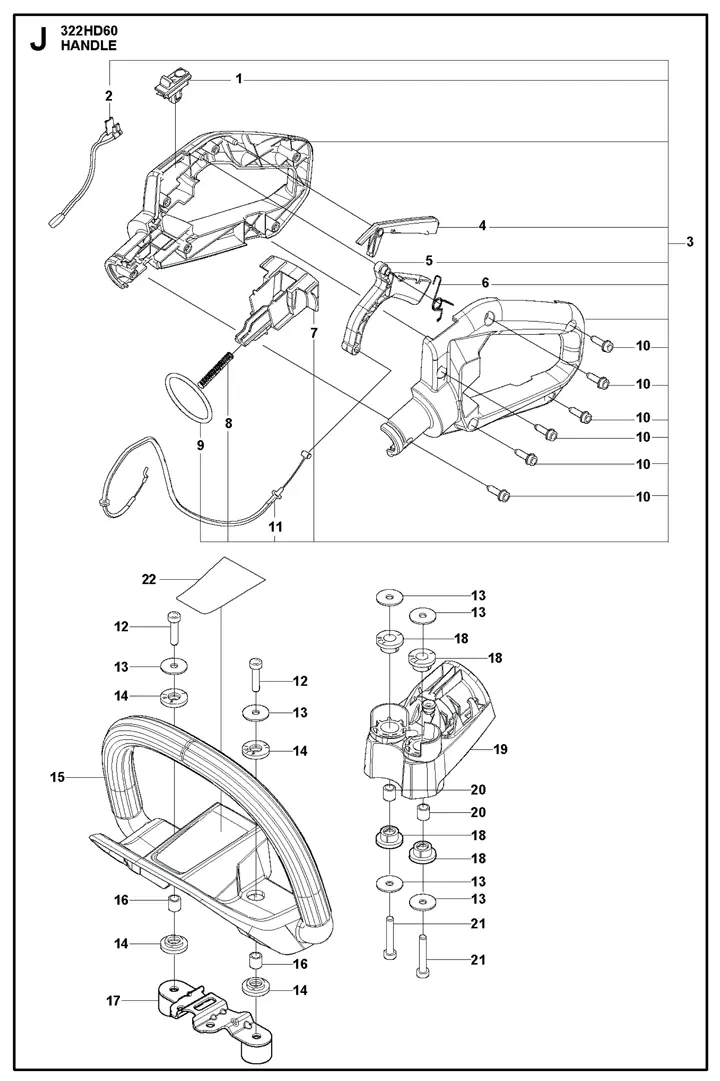 Husqvarna 322HD60 Hedge Cutter – Handle