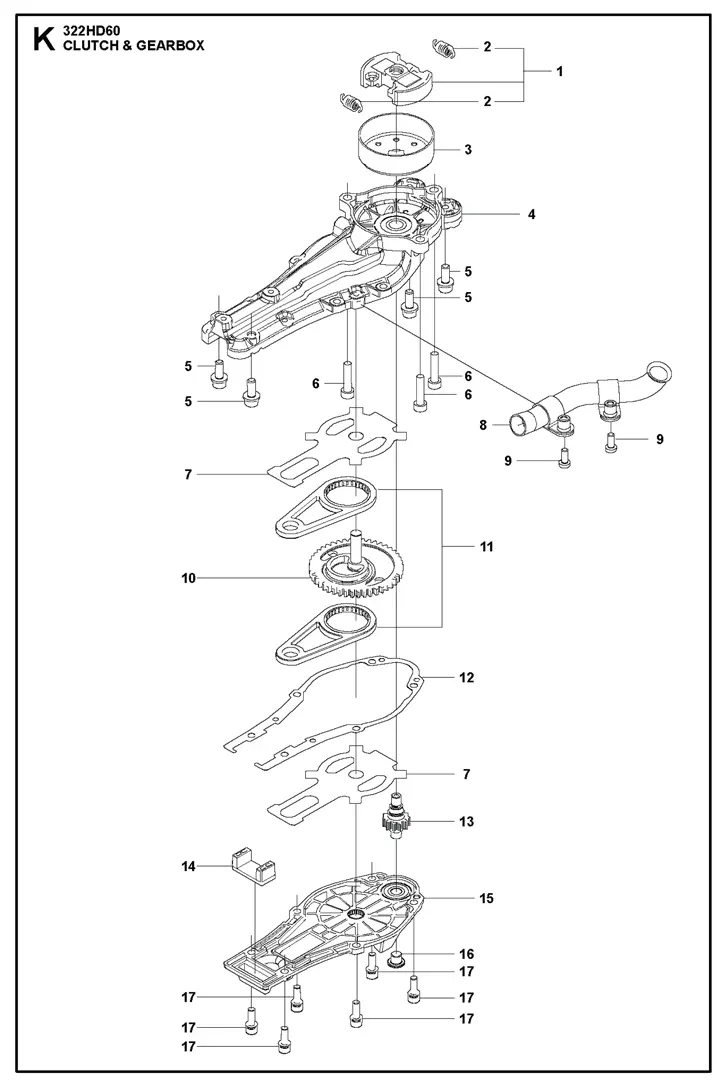 Husqvarna 322HD60 Hedge Cutter - Clutch & Gearbox