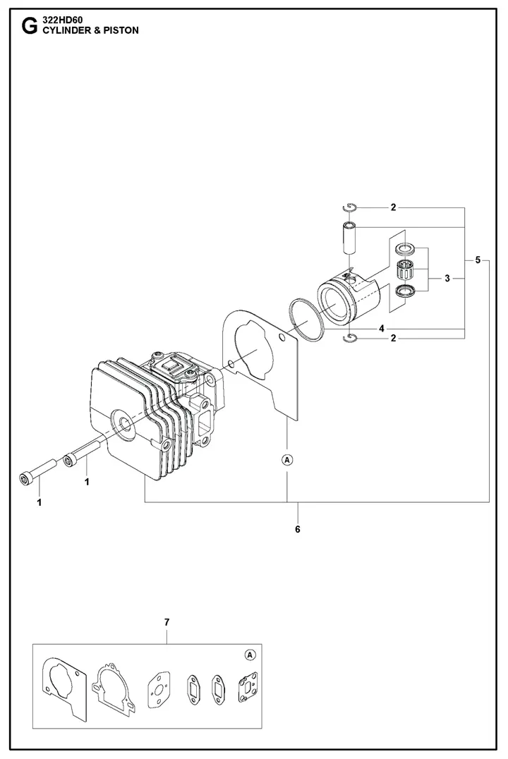 Husqvarna 322HD60 Hedge Cutter - Cylinder & Piston