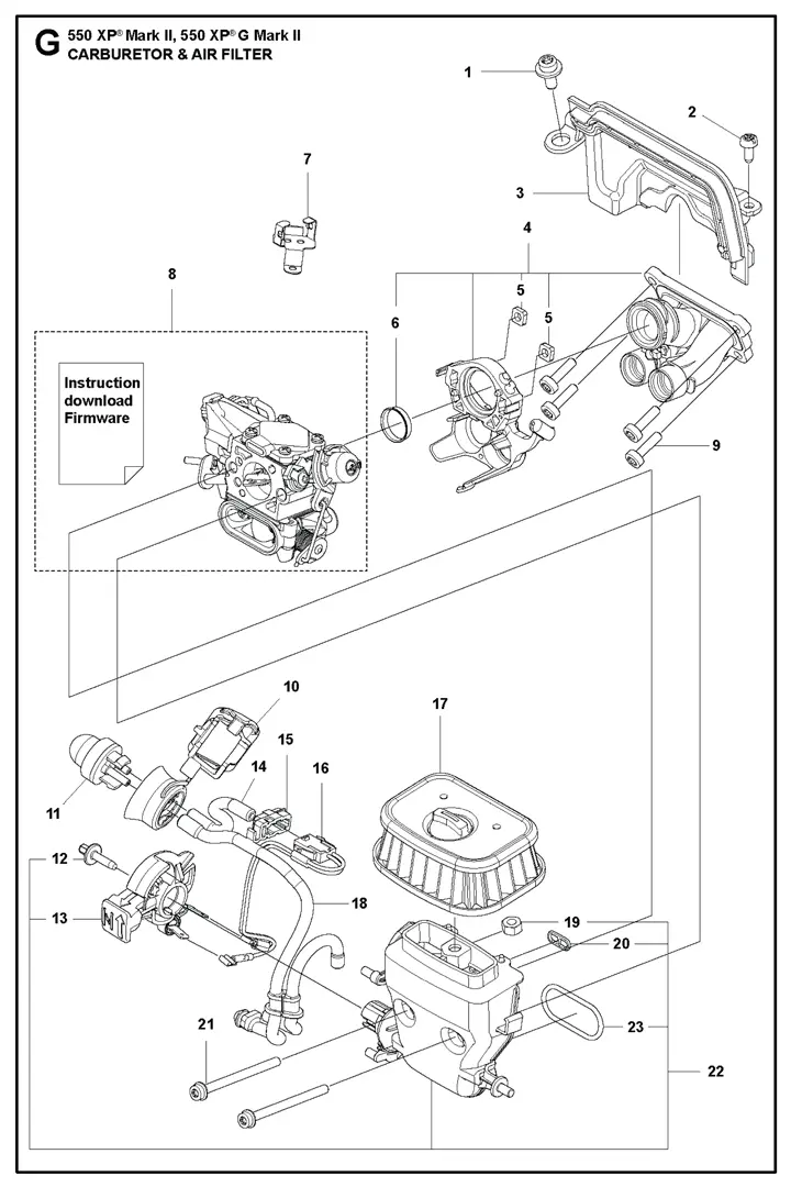 Husqvarna 550XPGii - Carburetor, Air Filter