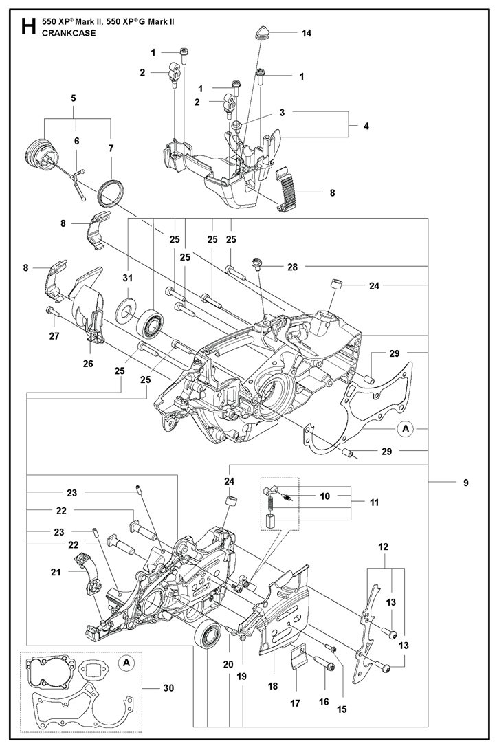 Husqvarna 550XPii - Crankcase