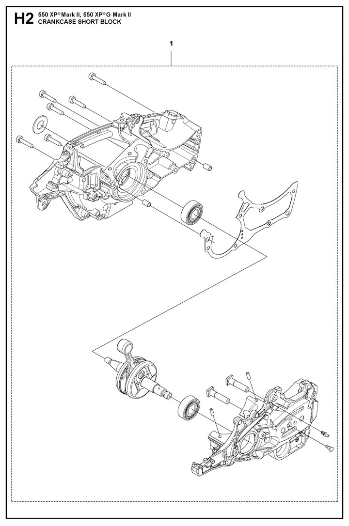 Husqvarna 550XPii - Crankcase Short Block