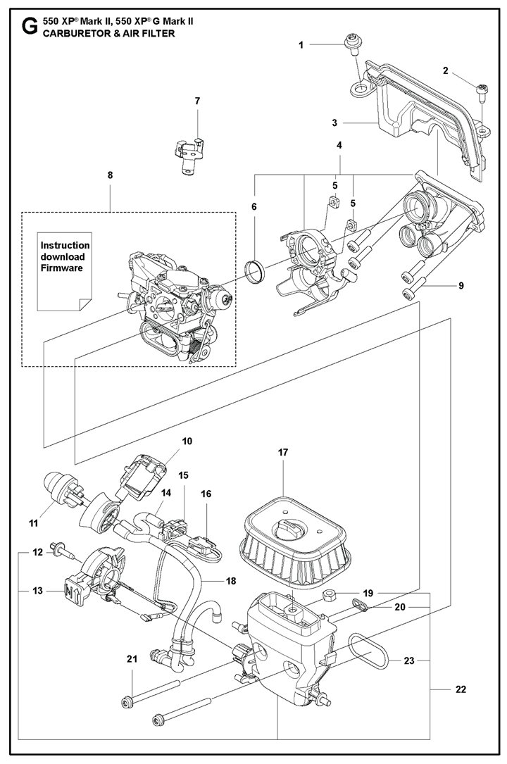 Husqvarna 550XPii - Carburetor, Air Filter