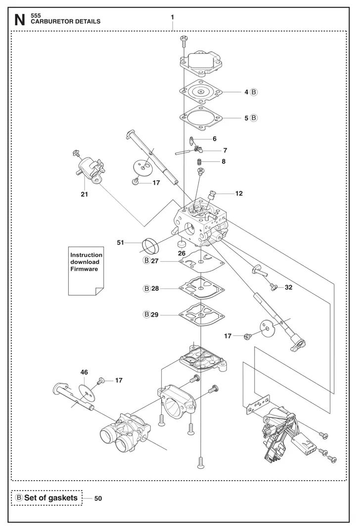 Husqvarna 555 - Carburetor Detail