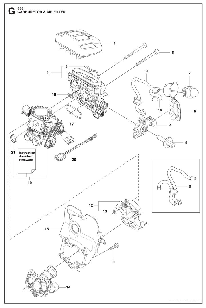555-29 Husqvarna 555 - Carburetor, Air Filter