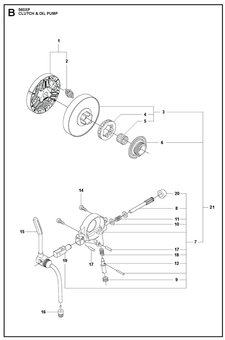 Husqvarna 560XPG - Clutch, Oil Pump