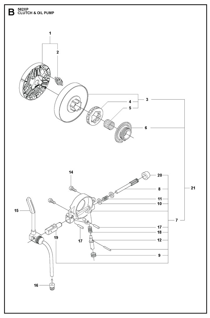 Husqvarna 562XP - Clutch, Oil Pump