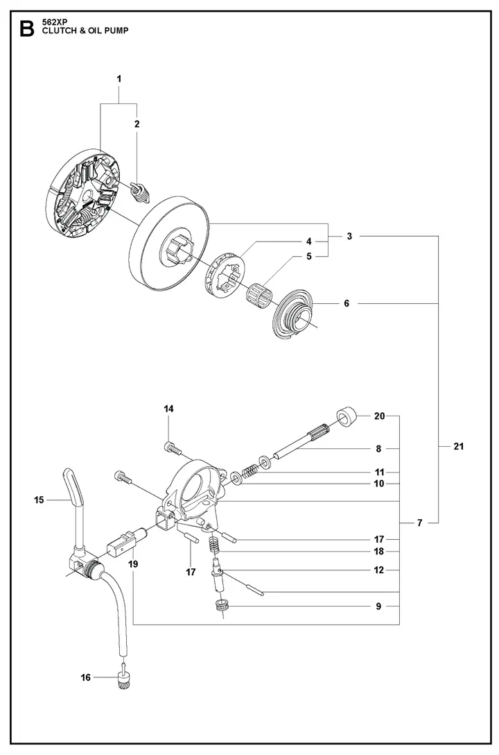 Husqvarna 562XP - Clutch, Oil Pump