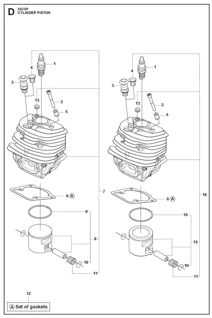 Husqvarna 562XP - Cylinder, Piston