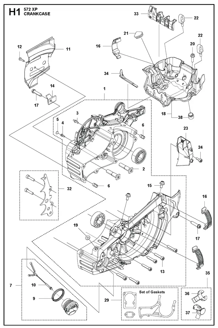 Husqvarna 572XP – Crankcase | Lawn & turfcare machinery parts