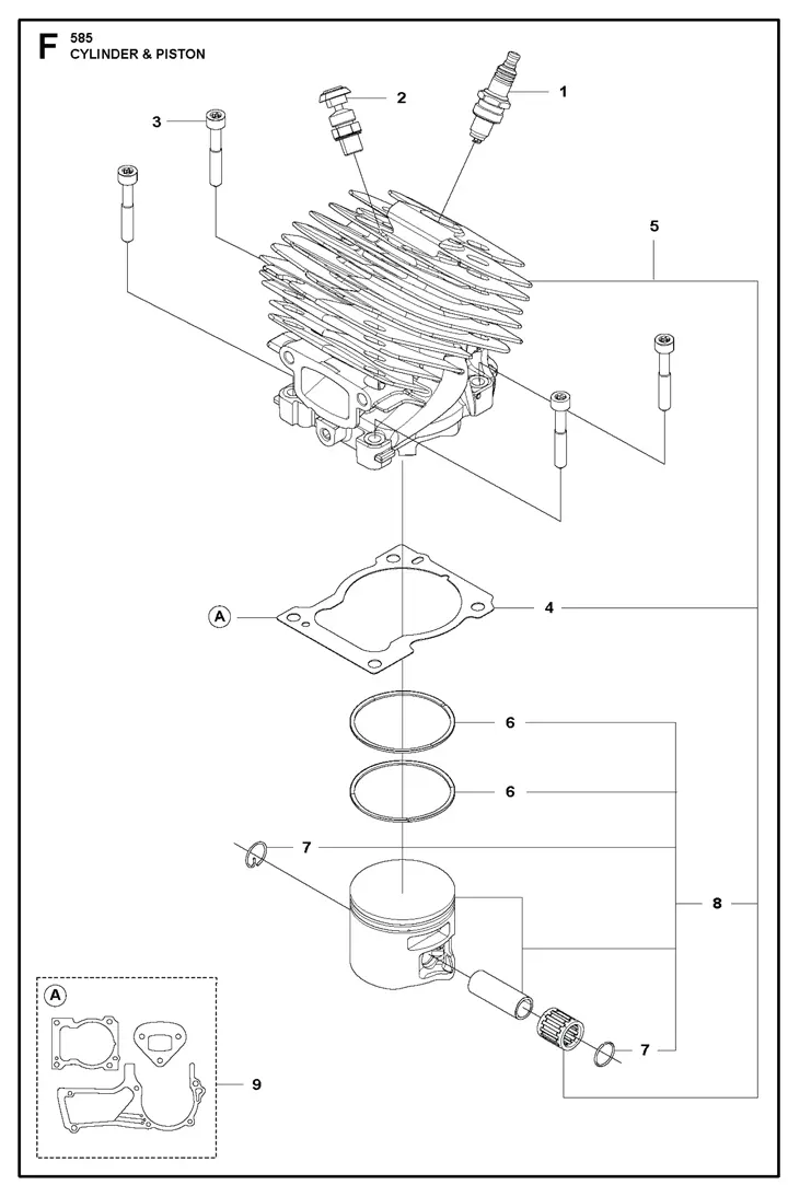 585-15 Husqvarna 585 - Cylinder, Piston