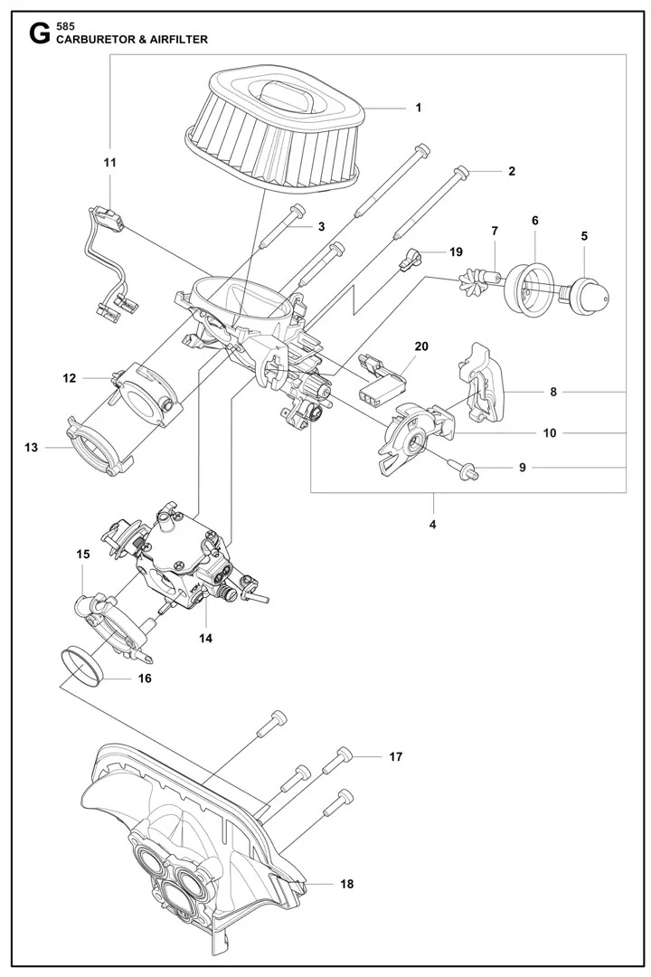 585-29 Husqvarna 585 - Carburetor, Airfilter