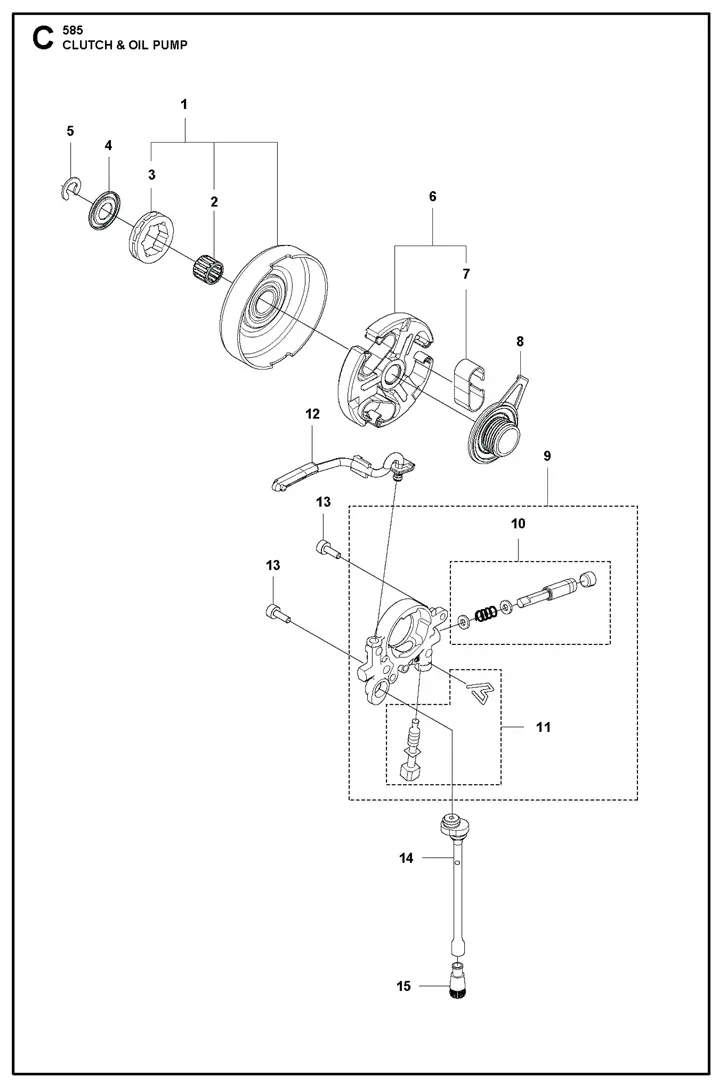 Husqvarna 585 - Clutch, Oil Pump