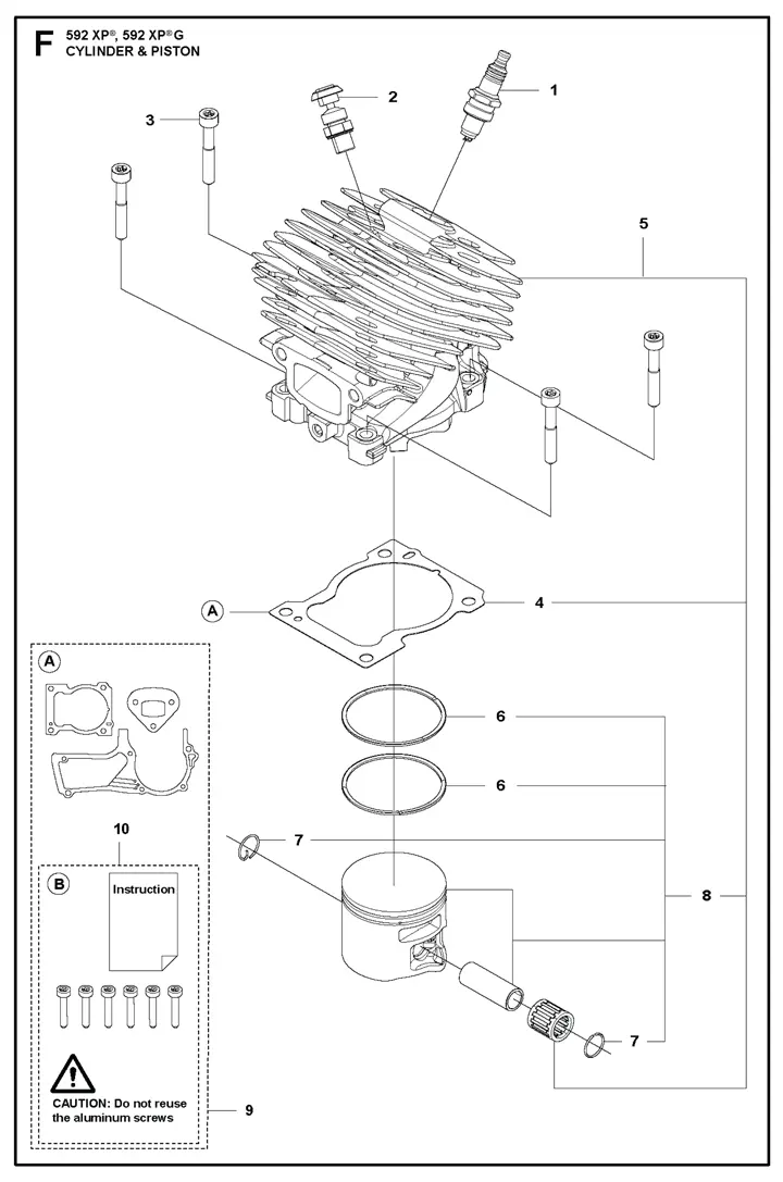 Husqvarna 592XP - Cylinder, Piston