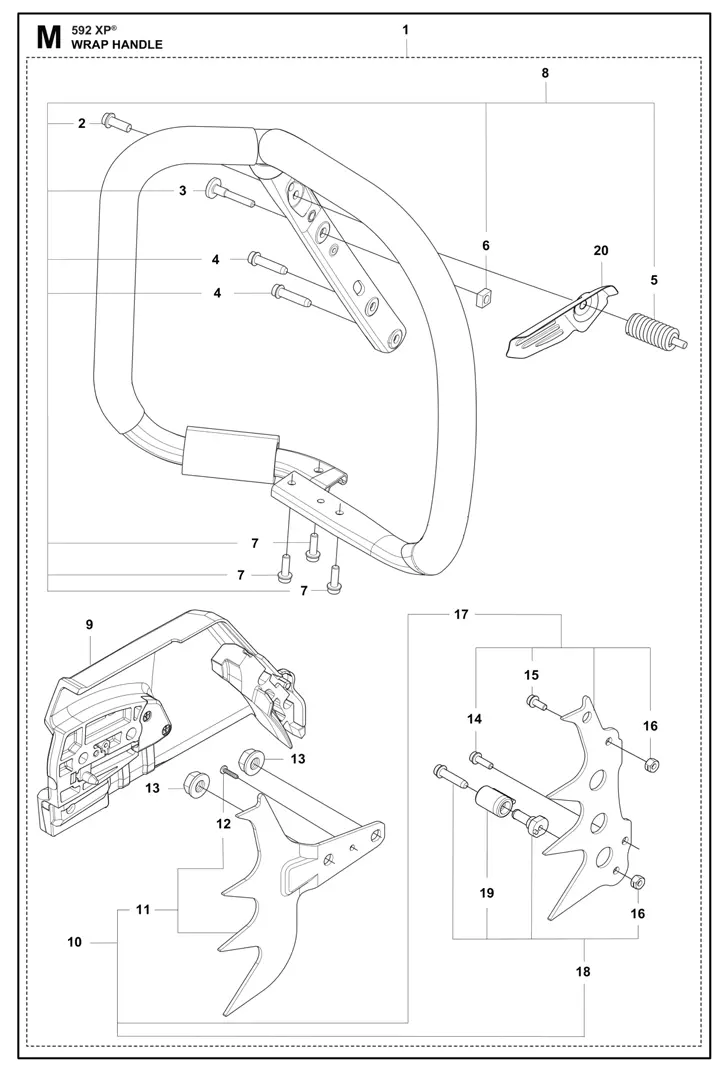 Husqvarna 592XP – Wrap Handle | Lawn & turfcare machinery parts