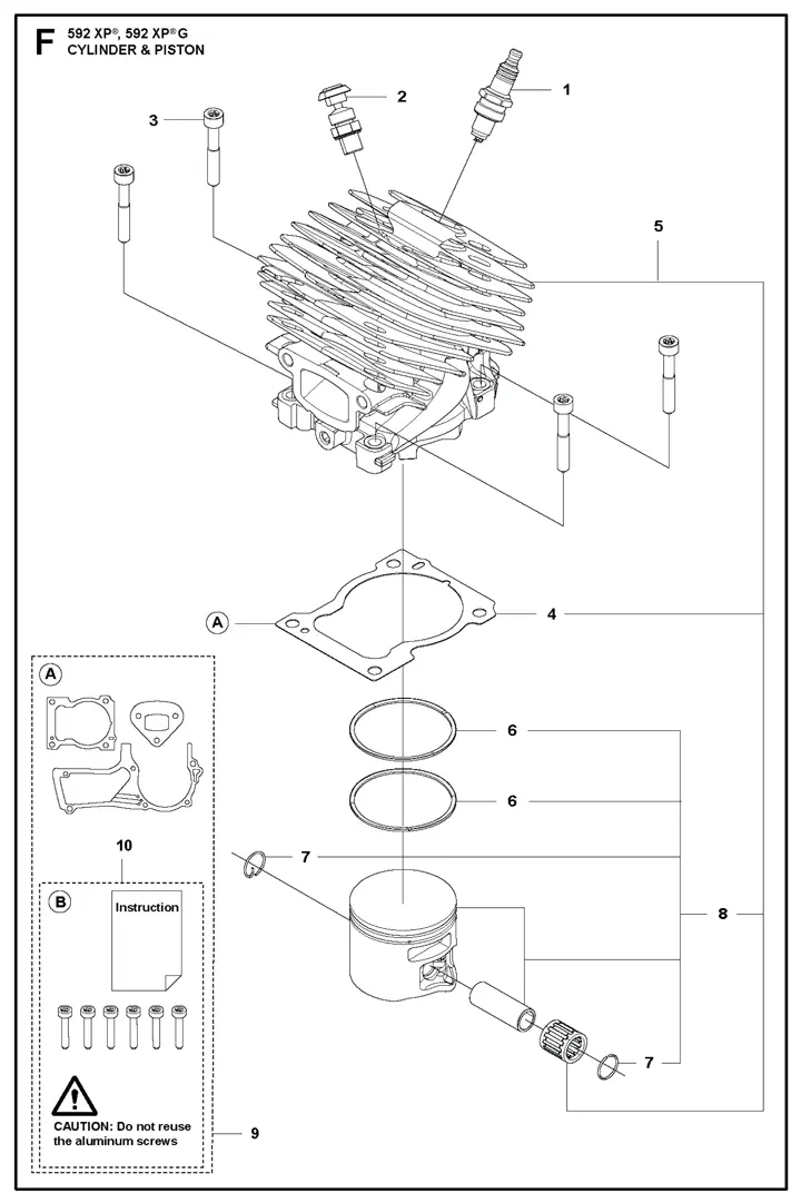Husqvarna 592XPG - Cylinder, Piston