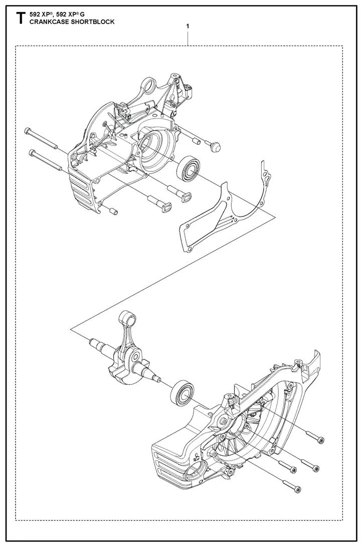 Husqvarna 592XP - Crankcase, Short Block