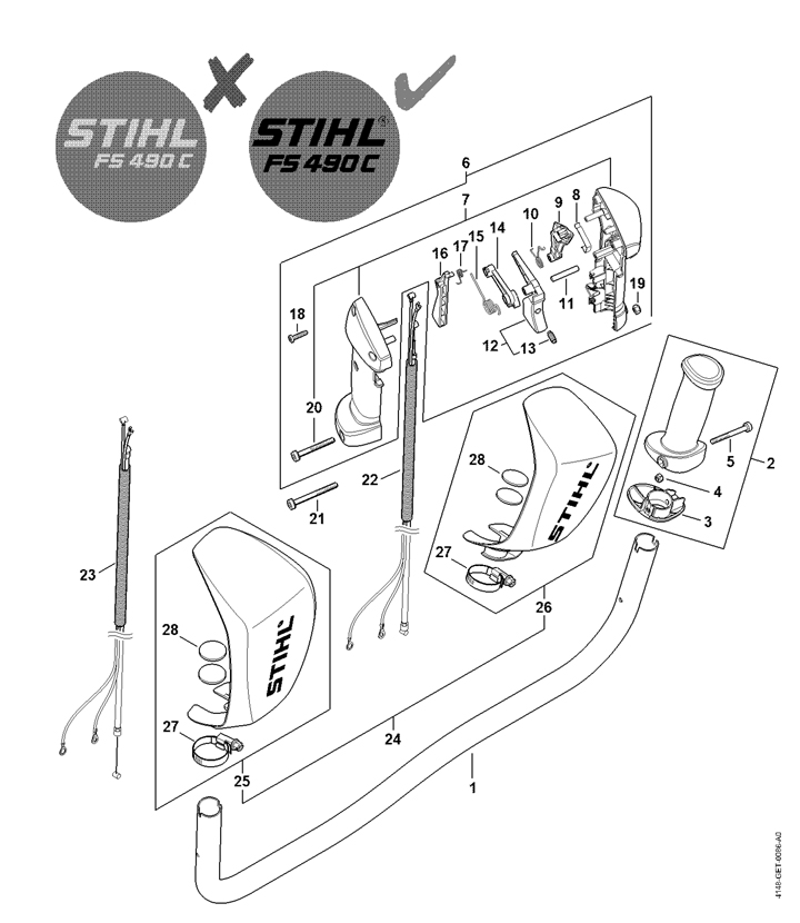 Stihl FS490 C-EM - Handlebar, Control handle FS 490 C-EM, FS 490 C-EM L