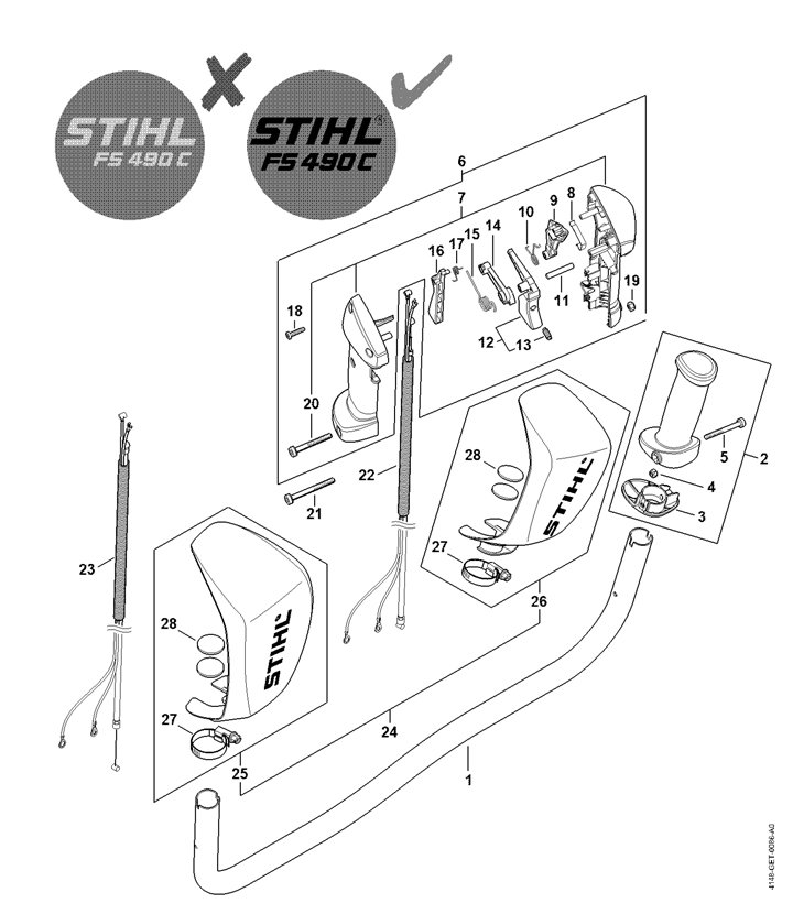 Stihl FS490 C-EM - Handlebar, Control handle FS 490 C-EM, FS 490 C-EM L