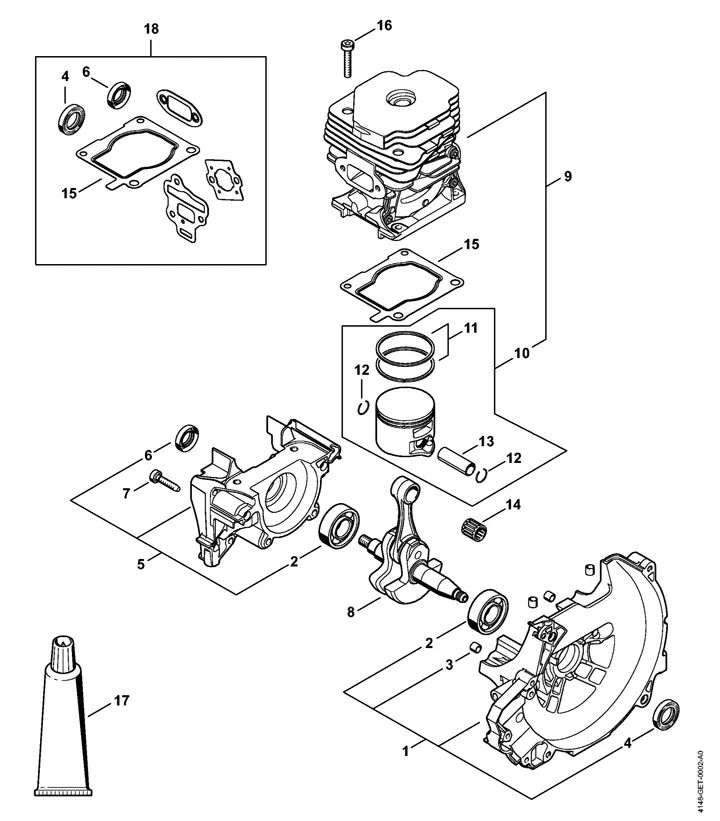 Stihl FS490 C-EM - Crankcase, Cylinder