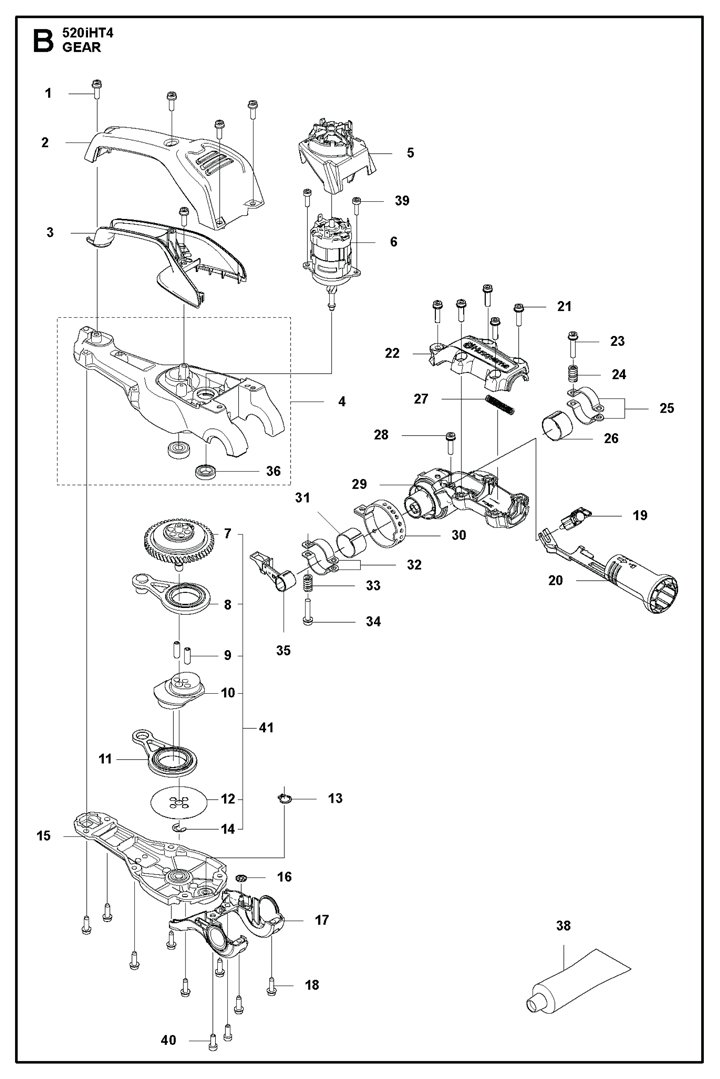 Husqvarna 520IHT4 Hedge Trimmer - Gear