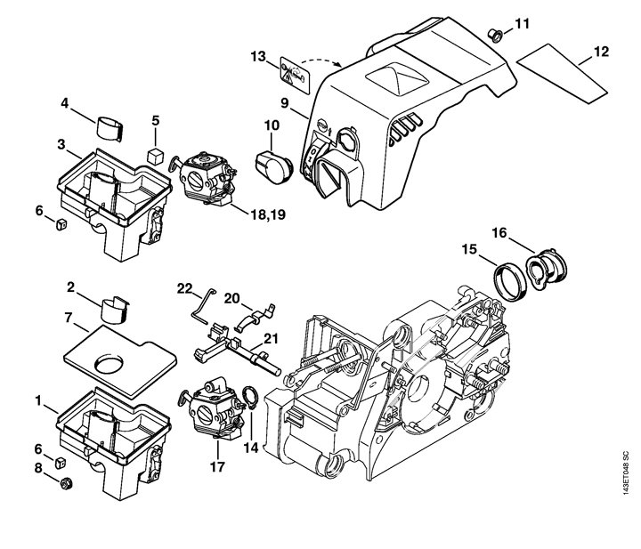 Stihl 026 Chainsaw (026W) Parts Diagram, Air Filter/Throttle Control