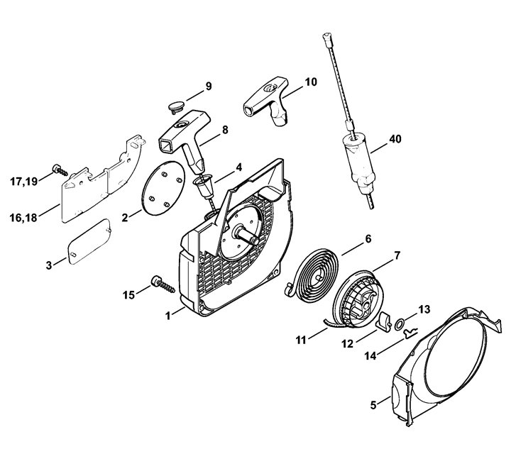 Stihl Chainsaw 021 Rewind starter Lawn & turfcare machinery parts